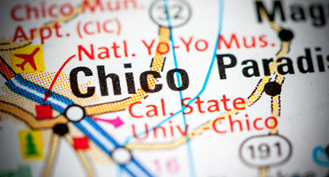 a close up photo of a map of Chico, CA